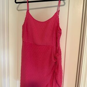 Lulu's Pink Ruched Wrap Mini Dress